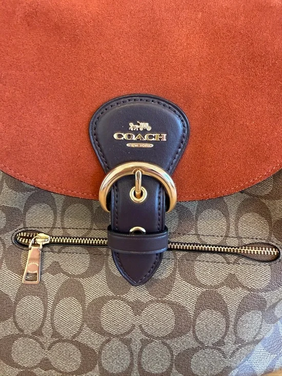 New Coach Kleo Backpack with Rust Suede Flap - Picture 3 of 6